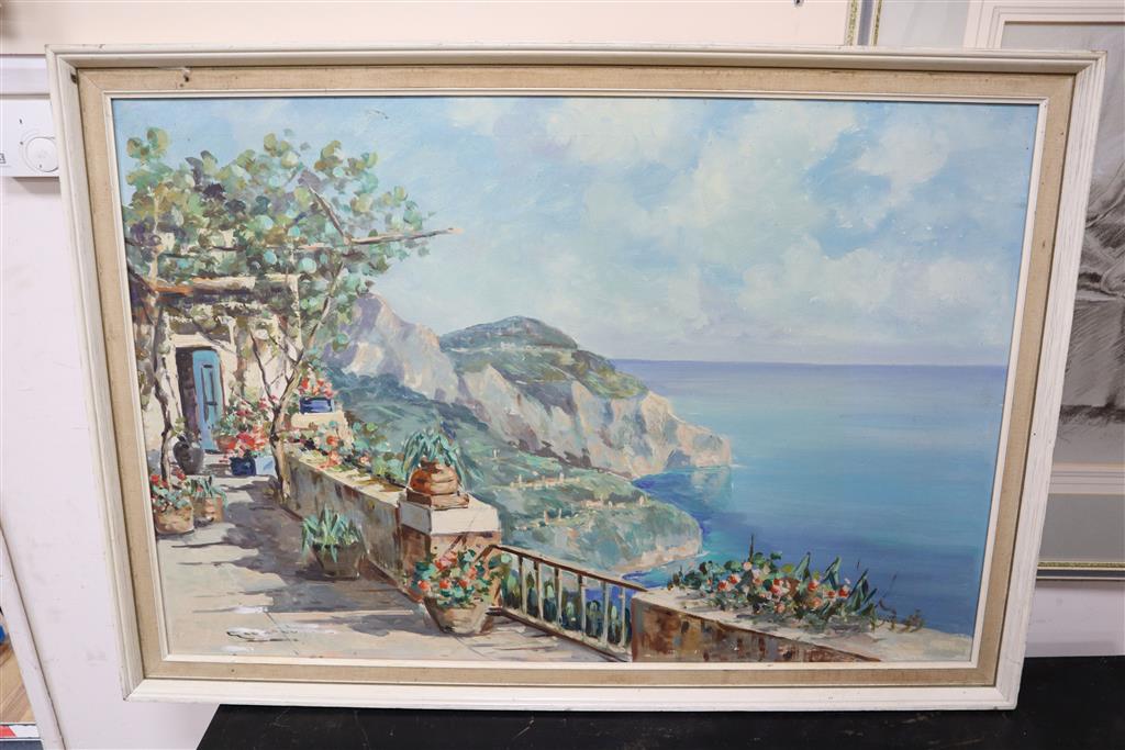 Gianni, oil on canvas, Capri, signed, label verso, 60 x 90cm